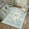 GarveeHome Blue Green Pink 8x10 Area Rugs for Living Room, Botanical Grove Cottagecore Washable Rug for Bedroom Dining Nursery Low-Pile Vintage Large Carpet