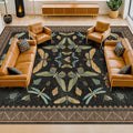 Hazo Haus Large Black Rug for Living Room - Area Rugs 9x12 Dining Room Table, Large Bedroom Under Bed, Unique Insect Bug Home Décor, Foldable Soft Stain Resistant