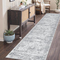 2x7 Runner Rug Non Slip, Thin Entryway Washable Rug for Entryway, Runners for Hallways, Low Pile Vintage Abstract Soft Rugs for Living Room, Kitchen, Bedroom(2'x7', Grey/Ivory)