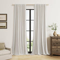 Guken Light Beige 100% Blackout Curtains 112 Inch Length 2 Panels Set Neutral Linen Farmhouse for Bedroom Back Tab Thermal Insulated Black Out Drapes Room Darkening Window Curtain 112 Inches Long
