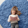 OLANLY Blue Round Rugs for Bedroom - Machine Washable, 5 ft Circle Area Rugs for Living Room, Soft and Fluffy Shaggy Carpet for Teen Girl and Boys, Nursery Rooms, Dorms, Home Decor Aesthetic