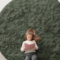OLANLY Olive Green Round Rugs for Bedroom - Machine Washable, 9 ft Circle Area Rugs for Living Room, Soft and Fluffy Shaggy Carpet for Teen Girl and Boys, Nursery Rooms, Dorms, Home Decor Aesthetic