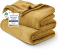 Bedsure Fleece Blanket Queen Blanket Gold Yellow - Bed Blanket Soft Lightweight Plush Fuzzy Cozy Luxury Microfiber, 90x90 inches