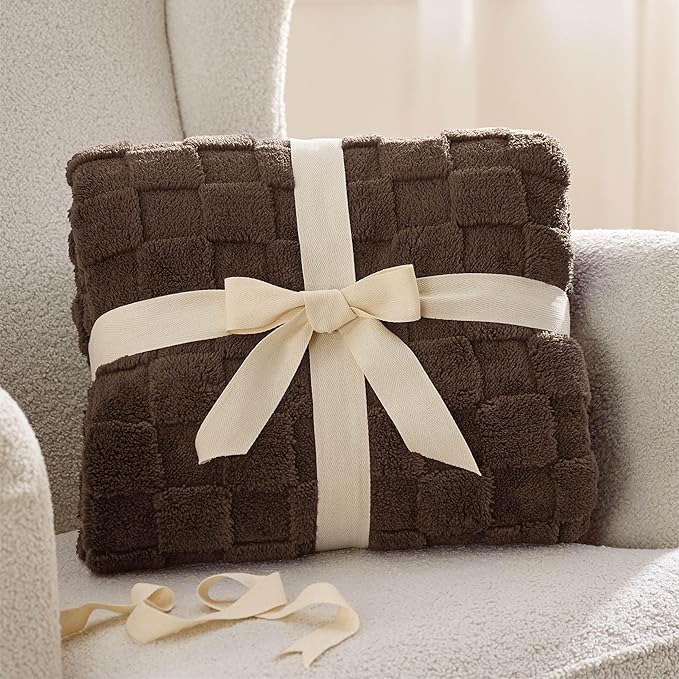 Bedsure GentleSoft Fall Throw Blanket for Couch Brown - Checkered Fleece Blankets Gifts for Kids Girls, Cute Soft Cozy Throw for Bedroom Home Decor Gifts, 50x60 Inches