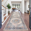 TOPRUUG Washable Runner Rug 4x12 - Hallway Runner Rug Kitchen Rugs and Mats Non Skid Washable Waterproof Carpet Runner for Living Room Bedroom Bathroom (Blue, 4X12)