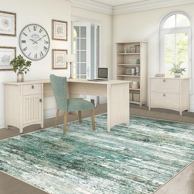 XLUEZ 6x9 Area Rugs for Living Room, Washable Modern Abstract Large Area Rug Neutral Soft Non Slip Kids Rug Stain Resistant Indoor Carpet for Bedroom Nursery Dining Room Playroom(Green, 6'x9')