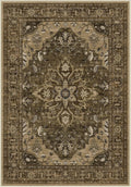 Area Rugs Round 6ft Washable Non-Slip, Floral Vintage Distress Print Pattern Medallion Carpet for Living Room Bedroom Dining Room, Brown Dark Brown