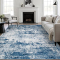 10x12 Area Rug Living Room Rug: Washable Modern Abstract Soft Thin Rug Indoor Floor No Slip Stain Resistant Carpet for Bedroom Dining Room Farmhouse Nursery Home Office - Blue