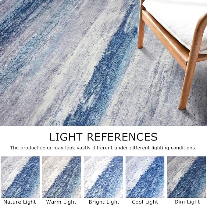 KOZYFLY 4x6 Area Rug Modern Abstract Washable Large Rugs for Entryway Non-Slip Soft Living Room Rug, Print Blue/Grey/Beige Throw Rugs Indoor Mat for High-Traffic Door Entrance, Nursery, Bedroom