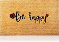 Be Happy - 17"x29" - Coir Door Mat with Heavy Duty Backing - Welcome Mats for Entryway, Porch - Anti-Slip PVC & Coconut Fiber Surface - Natural Home Accessories, Minimalist Original Design