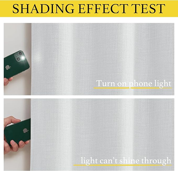 NICETOWN Faux Linen Valances, Short Cafe Curtains Kitchen Tiers, Room Darkening Small Window Curtains Treatment Grommet Top for Bathroom/Basement(2 Panels, 34x24 Inches, Greyish White)