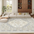 zesthome 8x10 Area Rugs for Living Room,Non-Slip Backing Washable Rugs,Vintage Large Area Rug，Stain Resistant Home Decor Rug (Beige,8'x10')