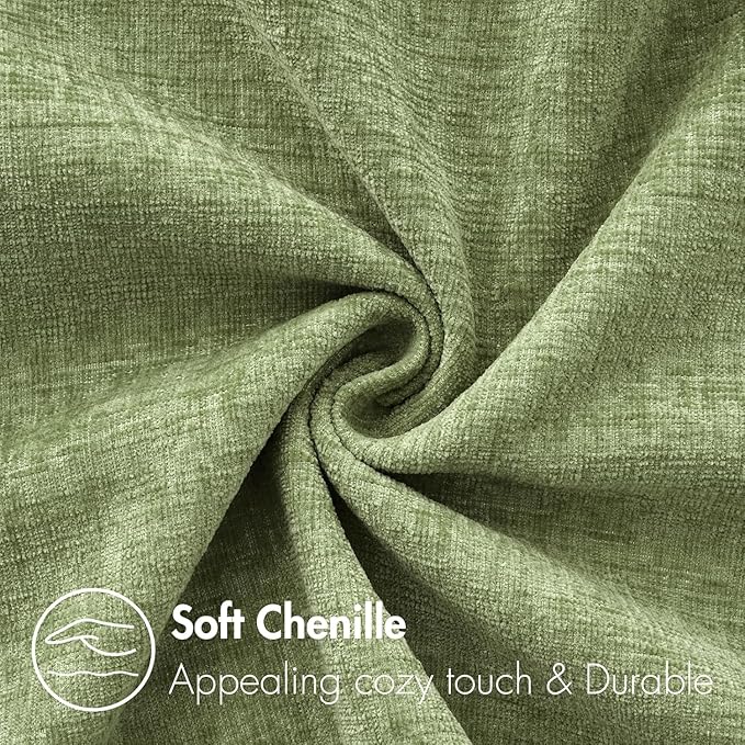 MIULEE Pack of 2 Couch Throw Pillow Covers 14x24 Inch Spring Soft Sage Green Chenille Lumbar Pillow Covers for Sofa Living Room Solid Dyed Cases
