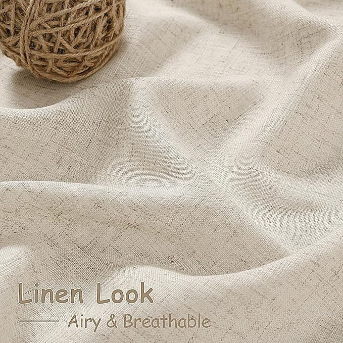 Nanspring Boho Linen Curtains 84 Inches Long for Living Room Light Filtering Semi Sheer Curtain Back Tab Eclectic Home Decor Modern Elegant Luxury Drapes for Bedroom Office 52x84,2 Panels