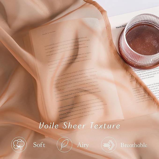 NICETOWN Terracotta Sheer Curtains, Grommet Voile Sheer Window Treatments Airy & Elegant with Light Filtering for Kids Room/Living Room, Set of 2, W54 x L84