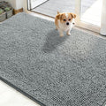 OLANLY Dog Door Mat for Muddy Paws 50x30, Absorbs Moisture and Dirt, Absorbent Non-Slip Washable Doormat, Quick Dry Chenille Mud Mat for Dogs, Entry Indoor Entryway Carpet for Inside Floor, Grey