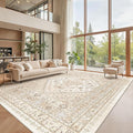 zesthome 12x15 Area Rugs, Large Washable Rug, Ultra-Thin Stain Resistant Rugs for Living Room, Bedroom, Non-Slip Backing Home Decor Area Rug (Cream/Beige,12'x15')