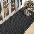 Smiry Front Door Mat Outside Entrance, Heavy Duty Natural Rubber Doormat, Non Slip, Trap Dirt and Moisture, Easy Clean, Low Profile Welcome Floor Mats for Indoor Outdoor Entry, 59x23 Inch, Black