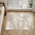 PureCozy Beige Area Rug 2x3 Machine Washable Modern Abstract Entryway Carpet Non Slip Neutral Door Mat Low Pile Soft Non Shedding Contemporary Throw Rug for Bathroom Laundry Kitchen Dining Room