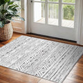 2x3 Washable Entryway Area Rug: Moroccan Small Runner Rug for Hallway Soft Modern Non Slip Door Mat with Rubber Backing Low Pile Thin Floor Carpet for Kitchen Bathroom Bedroom Indoor(Grey,2x3)