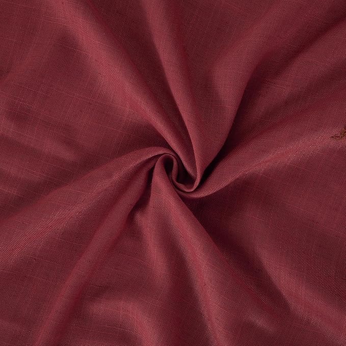 Curtain Panels in Burgundy, Linen Blend Light Filtering, Set of 2, 48 Inch