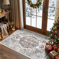 Washable 3x4 Entryway Area Rugs: Farmhouse Non-Slip kitchen Sink Floor Mats Water-Resistant Small Carpet for Bathroom Living Room Thin Soft Doormat Easy-Clean Decorative Rug for Pets Family(3x4,Brick)