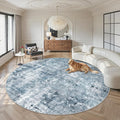 8x8 Blue/Grey Round Rug 8ft Living Room Circle Rug Vintage Round Area Rug Non Slip Indoor Carpet for Apartment