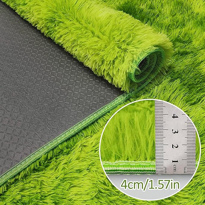 Green Tie-Dyed Rug for Bedroom 4x6 Fluffy Area Rug Mat Bedside Throw Rug for Living Room Kids Room Boys Teens Nursery Baby Dorm Office Home Decor Aesthetic Carpets