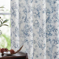 jinchan Linen Floral Curtains for Living Room 84 Inch Length Blue Printed Flower French Country Curtain Farmhouse Cottage Core Toile Curtains Back Tab Light Filtering Window Drapes Set 2 Panels