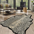 Leopard Print Rug for Living Room, Cheetah Rug 5.2x7 Faux Animal Print Skin Cheetah Area Rug for Bedroom Nursery Animal Fur Hide Irregular Shaped Rustic Antelope Black