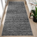 Ksrau 2x5 Hallway Runner Rug - Moroccan Non Slip Long Rug for Entryway Soft Low-Pile Washable Neutral Rugs for Kitchen Small Waterproof Indoor Floor Carpet for Bedroom Bathroom Laundry 2x5 Black