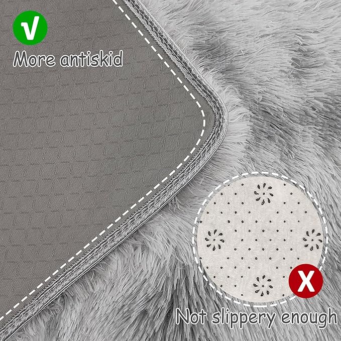 Tie Dye Grey Fluffy Rug for Bedroom 4x6ft Soft Shag Area Rug Mat Bedside Throw Rug for Living Room Kids Room Boys Teens Nursery Baby Dorm Office Home Decor Carpets