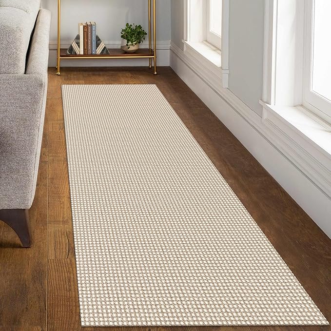 KOZYFLY Runners for Hallways 3x8 ft Washable Kitchen Runner Non Slip Rubber Backed Hall Runners Cotton Entryway Runner Rugs Floor Carpet for Indoor Backdoor Bedroom Kitchen, Ivory/Khaki