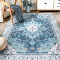 SERISSA Boho Area Rug 5x7 Blue, Washable Large Rugs for Living Room, Ultra Soft Non-Slip Bedroom Rug Print Distressed Vintage Oriental Farmhouse Carpet Rug for Dining Room Dorm Office Home Decor