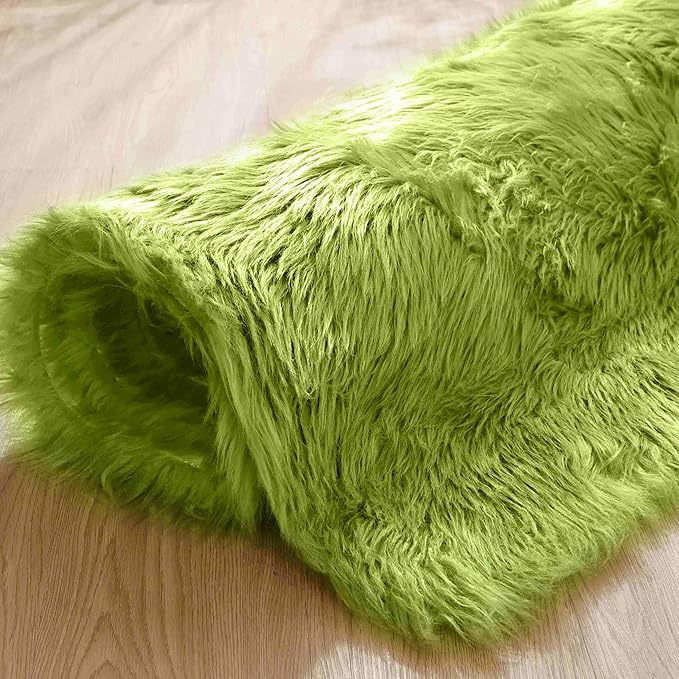Goolela Lime Green Area Rug 6x9 Fuzzy Fluffy Furry Shag Rug for Bedroom Faux Sheepskin Fur Soft Rectangle