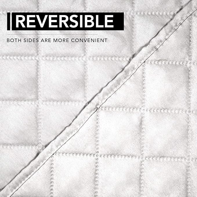 Easy-Going Oversized Recliner Cover Reversible Couch Cover Sofa Cover for Living Room Water Resistant Furniture Protector with Elastic Straps for Pets Dog (Oversized Recliner, White/White)