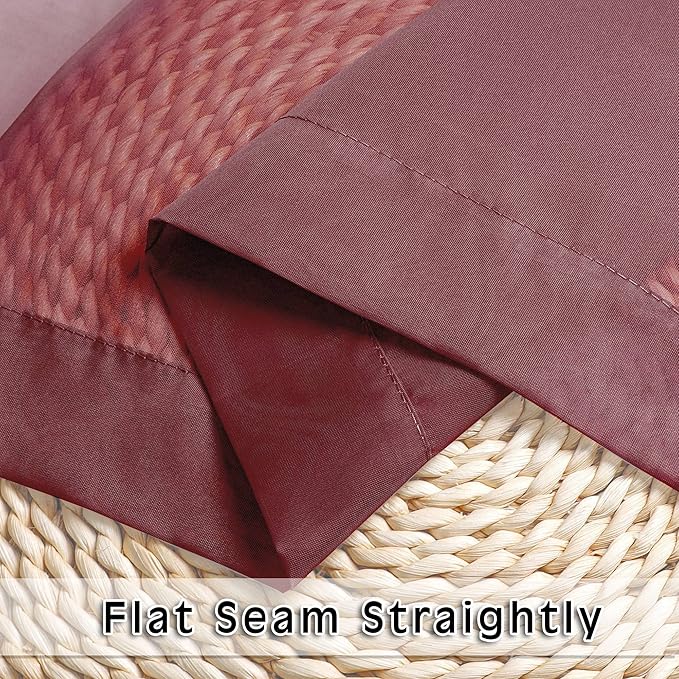 OVZME 2 Panels Window Burgundy Sheer Curtains 42" x 45" Inches for Small Windows, Soft Touching Top Dual Rod Pocket Drapes for Living Room & Bedroom.