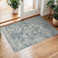 2x3 Entryway Area Rug Washable - Neutral Small Entry Rug Kitchen Rug Runner Vintage Soft Floor Mat Non Slip Indoor Farmhouse Carpet for Bedroom Bathroom Living Room (Blue)