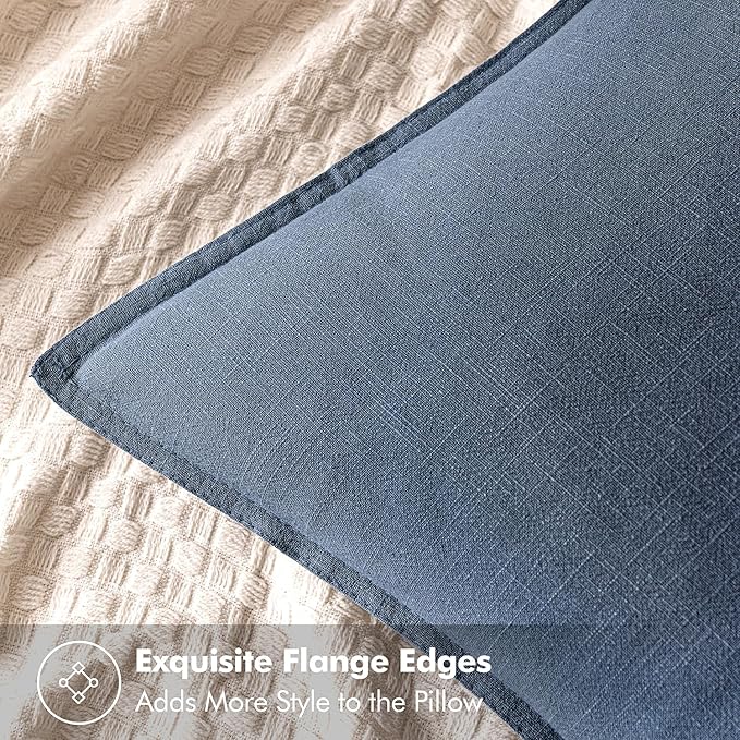 MIULEE Decorative Linen Pillow Covers 20x20 Inch Blue Ashes Boho Farmhouse Neutral Couch Throw Pillows for Bed Pack of 2 Accent Modern Pillowcase Sofa Livingroom Home Decor