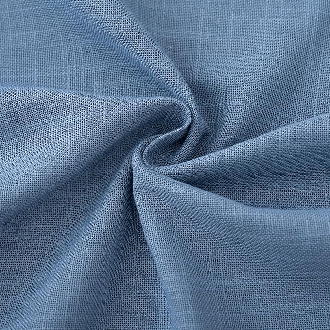 Denim Blue Curtains for Living Room Back Tab Modern Farmhouse Semi Sheer Blue Curtains 90 inches Long 2 Panels Set Muted Neutral Window Curtain for Dining Room Bedroom 52x90