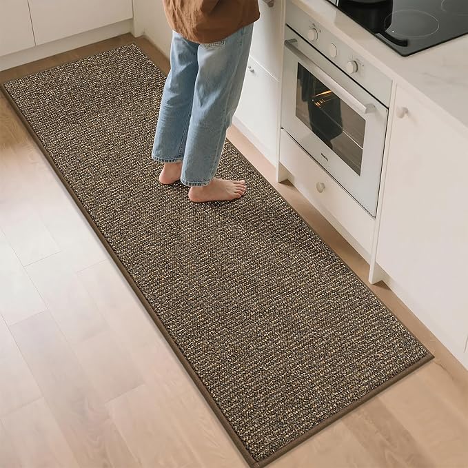 BEQHAUSE Kitchen Runner Rugs 24"x72", Non-Slip Kitchen Mats for Floor, Super Absorbent and Stain Resistant Kitchen Rug, Machine Washable Rugs for Kitchen, Hallway, Laundry & Sink, Brown