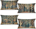 Rustic William Morris Inspired Forest Decor Pillow Covers 12x20 Set of 4,Vintage Botanical Nature Landscape Decorative Throw Pillow Covers for Home Bedroom Living Room,Fall Home Room Decor
