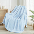 Exclusivo Mezcla Fleece Throw Blanket Extra Large, Super Soft and Warm Blankets for Couch, Sofa and Bed Waffle Textured, Cozy, Fuzzy and Lightweight (Light Blue, 50x70 Inches)