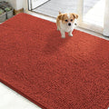 OLANLY Dog Door Mat for Muddy Paws 50x30, Absorbs Moisture and Dirt, Absorbent Non-Slip Washable Doormat, Quick Dry Chenille Mud Mat for Dogs, Entry Indoor Entryway Carpet for Inside Floor, Maple Red