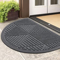 Smiry Half Circle Front Door Mat Outside Entrance, Heavy Duty Sturdy Natural Rubber Doormat, Trap Dirt and Moisture, Low Profile Mats for Indoor Outdoor Entry, Irregular Triangle (29.5x17, Grey)
