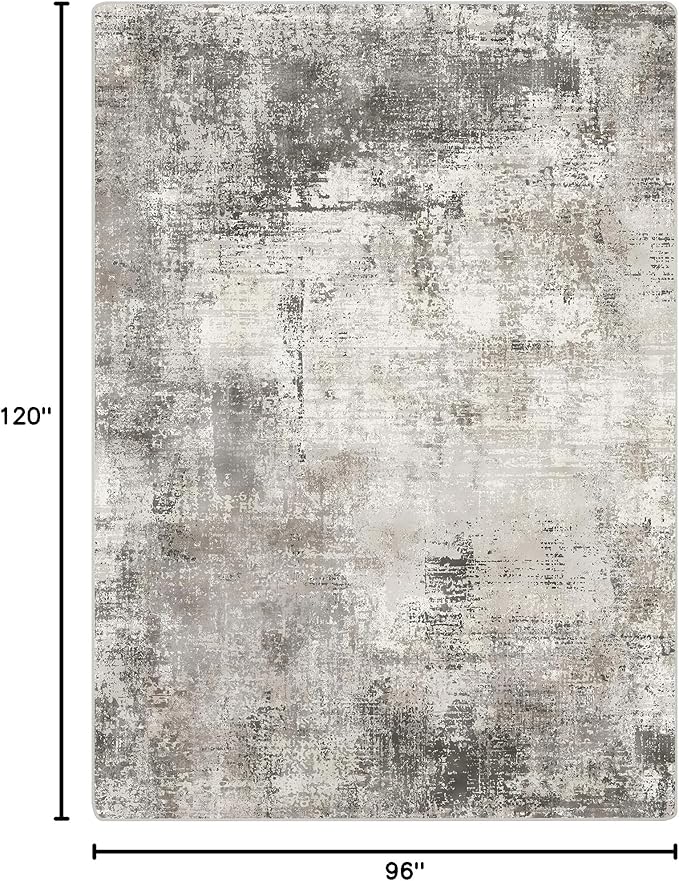 BEIMO Area Rugs 8x10 Machine Washable Rug for Bedroom Living Room Dining Room, Large Modern Abstract Soft Rugs, Indoor Low Pile Carpet with Non Slip Rubber Backing, Abstract Gray