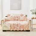 Great Bay Home Reversible Patchwork Loveseat Cover - Washable Slipcover Furniture Protector with Elastic Straps - Perfect for Kids & Pets - Box-Stitched Detail (Dusty Rose)