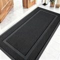 OLANLY Front Door Mat Indoor Outdoor Entrance, Waterproof All-Season, All-Weather Doormat, Sturdy Natural Rubber, Low Profile, Easy Clean Patio Porch Entryway Mat, 47x23, Jet Black