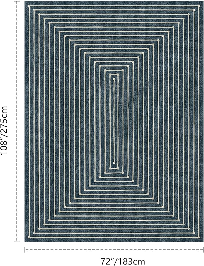 Latte&Fog 6x9 Area Rugs for Living Room Bedroom, Blue Modern Abstract Washable Rug, Boho Non Slip Low Pile Carpet for Indoor Dining Room, Dorm, Classroom, College Dorm, Farmhouse and Kids Room - Blue