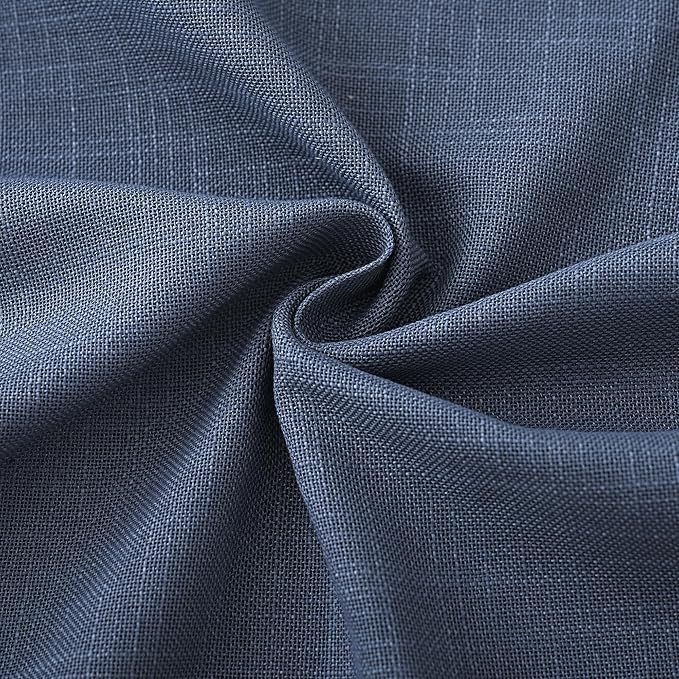 Navy Blue Curtains 102 inch Length for Bedroom Back Tab Light Filtering Semi Sheer Blue Living Room Curtains Linen Cotton Textured Indigo Blue Drapery Panel Modern Aesthetic Decor 42" Wx102" L
